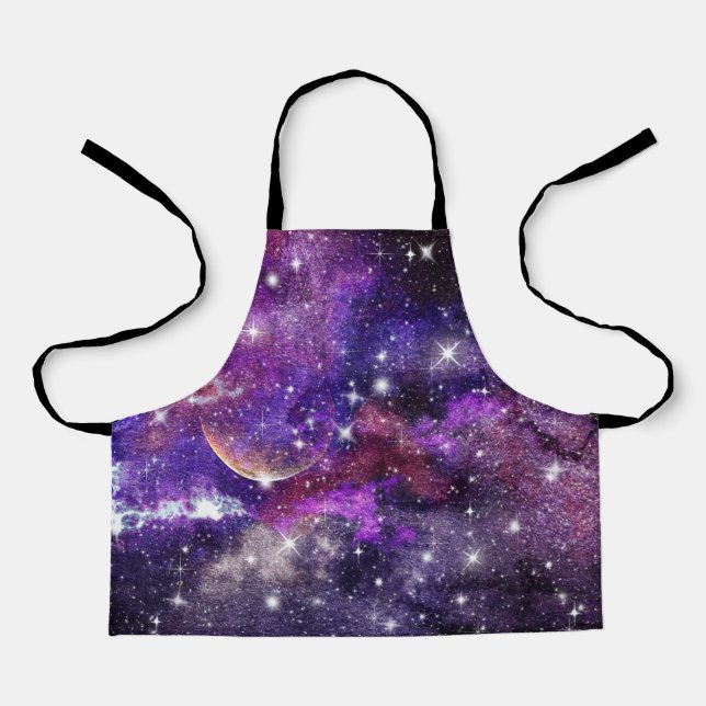 Delantal Galaxia Violeta Vía Láctea Con Planeta (Anverso)