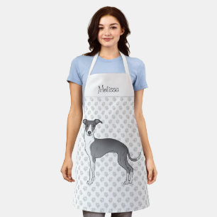 Delantal Galgo Italiano Azul Y Blanco Con Nombre Personaliz