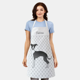 Delantal Galgo Italiano Blanco Y Negro Con Nombre Personali