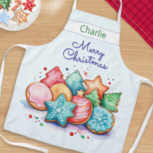 Delantal Galletas Festivas Feliz Navidad Personalizadas