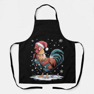 Delantal Gallo de Navidad Gorro de Santa Luces de Pollo Gra