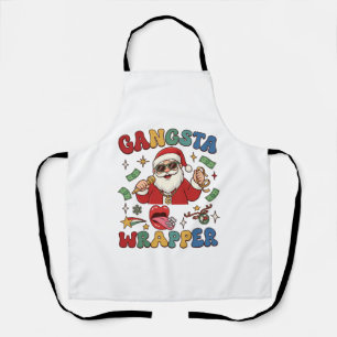 Delantal Gangsta Wrapper Santa de Navidad Micrófono Dinero