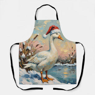 Delantal Ganso Vintage con Sombrero de Santa por Navidad He