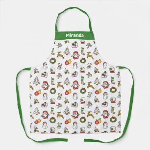 Delantal Garabatos de Navidad Verdes