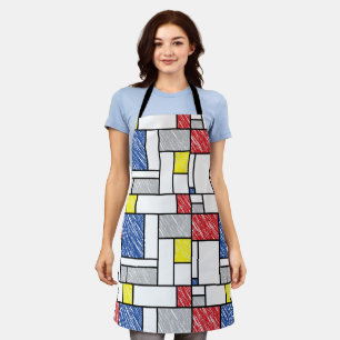 Delantal Garabatos minimalistas de Mondrian De Stijl Arte m