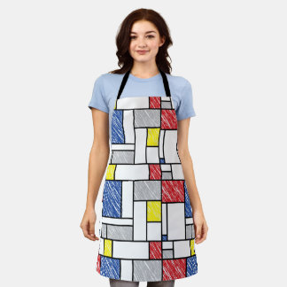 Delantal Garabatos minimalistas de Mondrian De Stijl Arte m