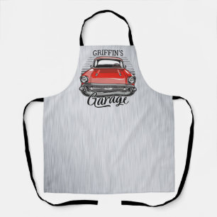 Delantal Garaje de coche clásico rojo retro personalizado N