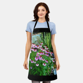 Delantal Garden Stream Digital con flores moradas