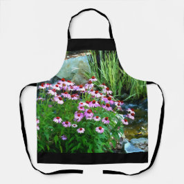Delantal Garden Stream Digital con flores moradas