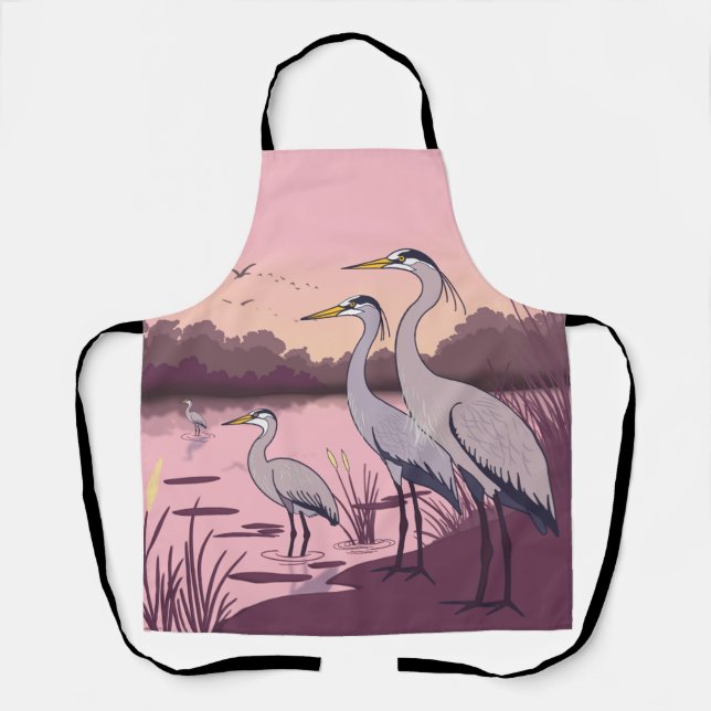 Delantal Garzas junto al Lago (Anverso)