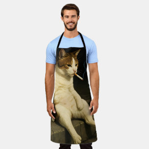 Delantal Gatito con Cigarrillo Meme Divertido de Gato Fuman