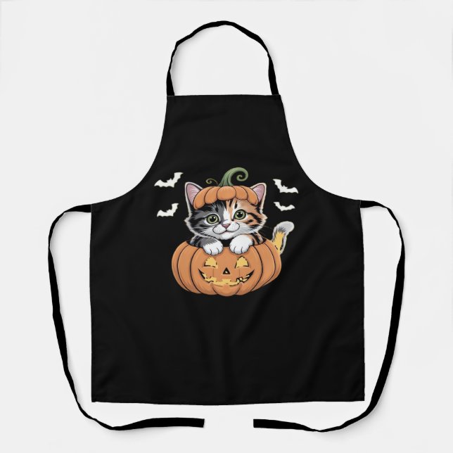 Delantal Gatito de Halloween en una camiseta clásica de cal (Anverso)