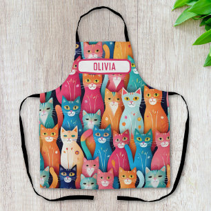 Delantal Gatitos suculentos y coloridos personalizados