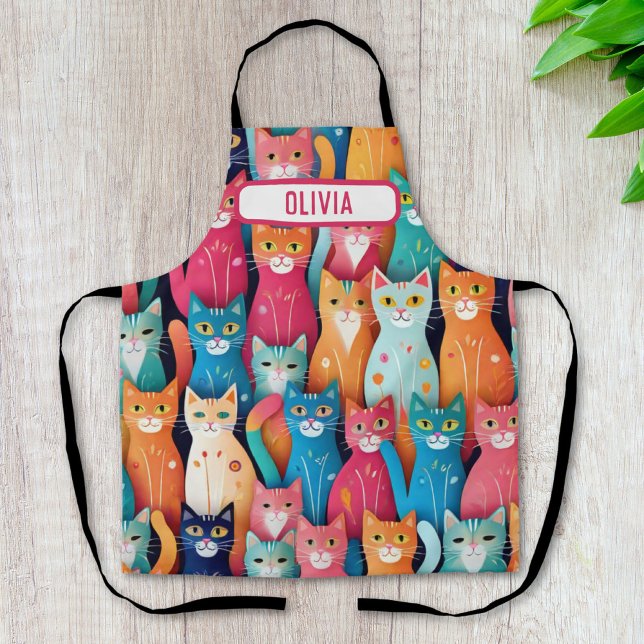 Delantal Gatitos suculentos y coloridos personalizados (Subido por el creador)