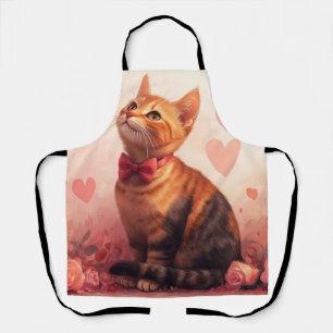 Delantal Gato abisinio con rosas - Día de San Valentín