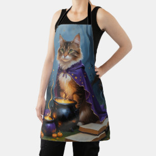Delantal Gato Abisinio  Pintura caprichosa de Halloween 