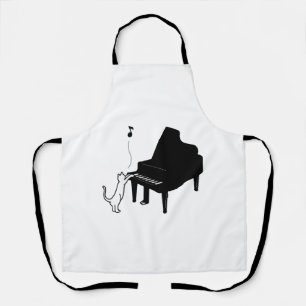 Delantal Gato Adorable Tocando Piano Arte de Músico Diverti