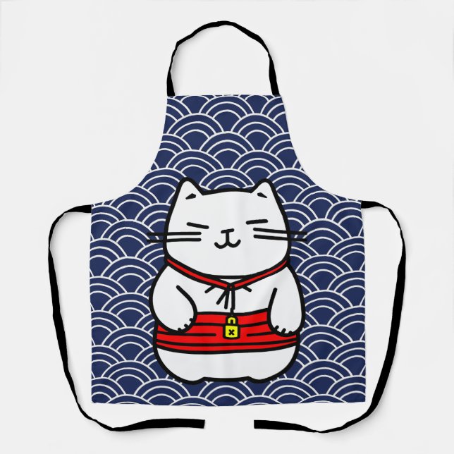 Delantal Gato afortunado japonés o Maneki-Neko (Anverso)