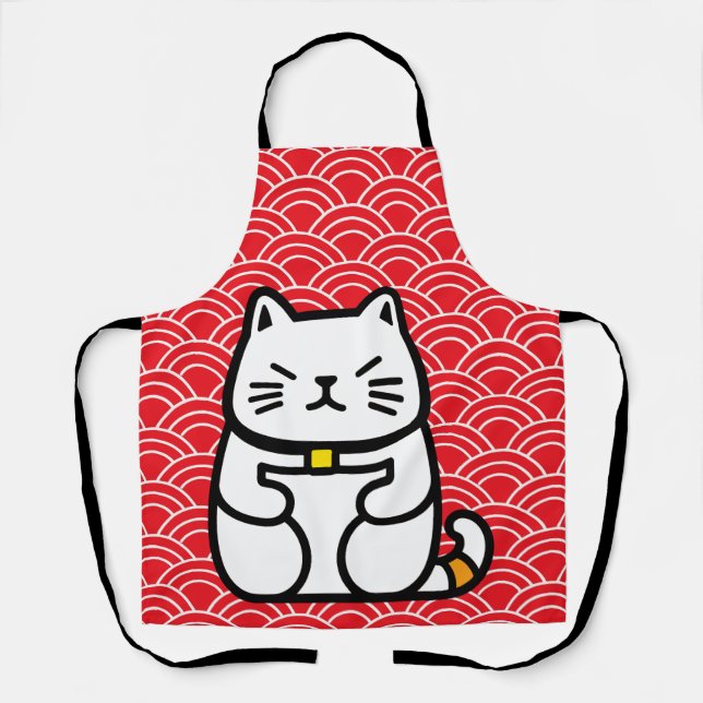 Delantal Gato afortunado japonés o Maneki-Neko (Anverso)