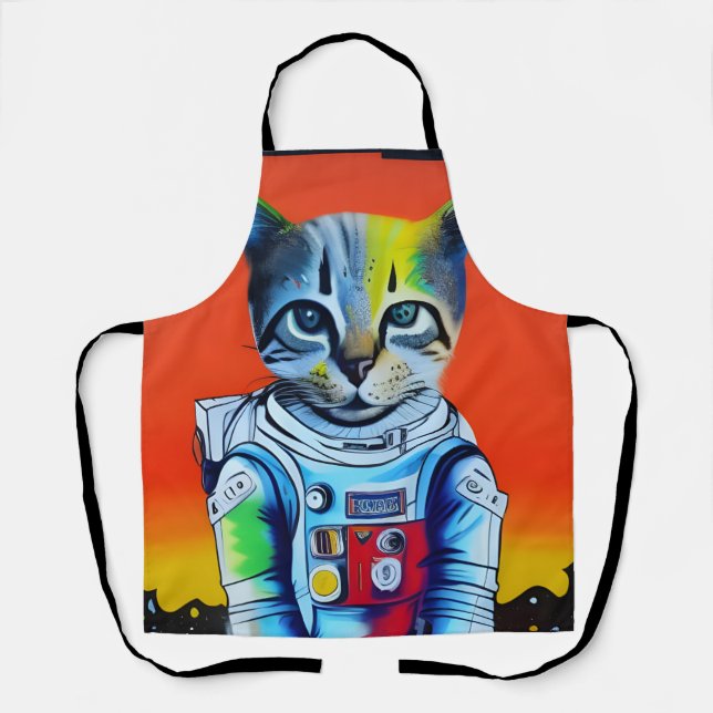 Delantal Gato astronauta espacial (Anverso)