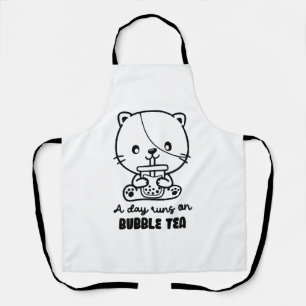 Delantal Gato bebe té de burbujas, Boba Tea Clipart