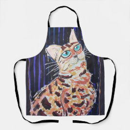 Delantal Gato Bengalí Neon Noir