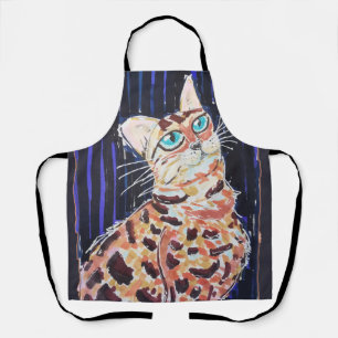 Delantal Gato Bengalí Neon Noir