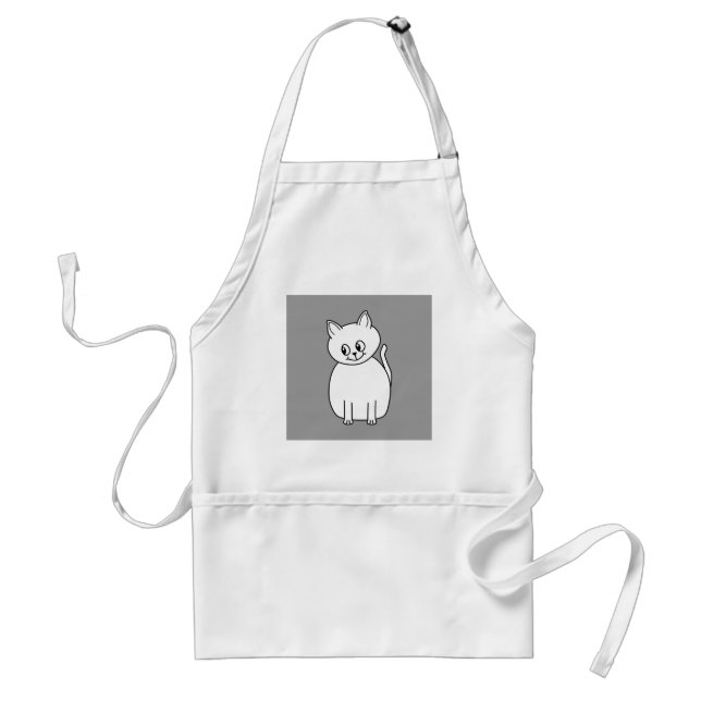 Delantal Gato blanco lindo (Frente)