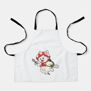 Delantal Gato como recolector de hongos con hongo