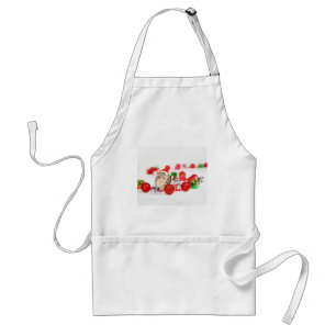 Delantal Gato con adorno de Navidad sombrero rojo de Santa