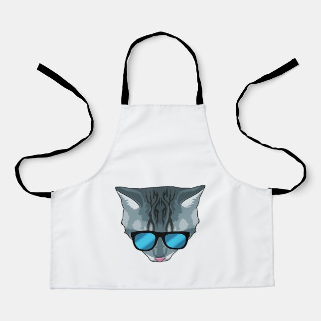 Delantal Gato con gafas de sol (Anverso)