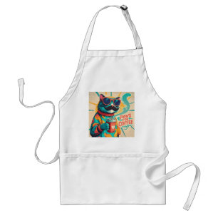 Delantal Gato con gafas de sol sobredimensionadas, sostenie