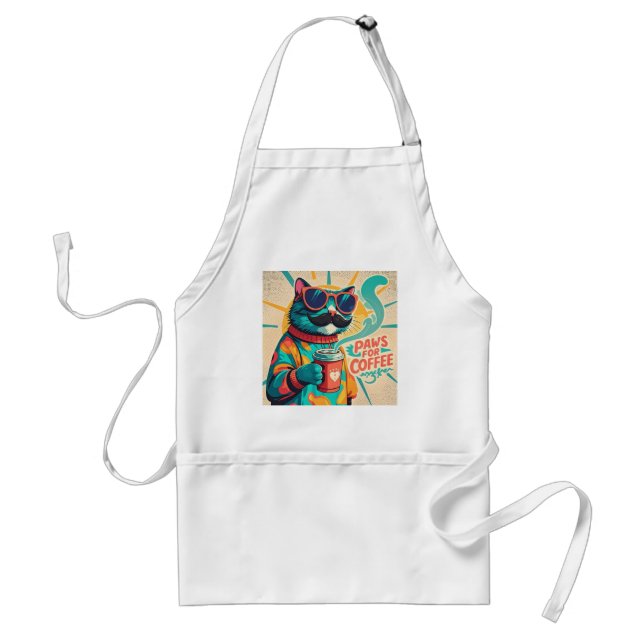 Delantal Gato con gafas de sol sobredimensionadas, sostenie (Frente)