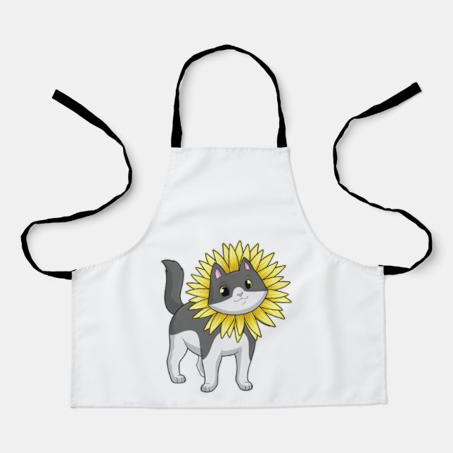 Delantal Gato con girasol (Anverso)