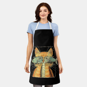 Delantal Gato con ojos de pez Gatito Parodia divertida de g