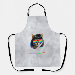 Delantal Gato con peluca y gafas de sol (Pintura #5)
