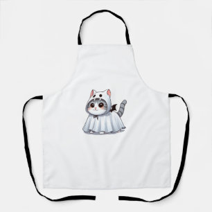Delantal Gato con traje fantasma para Halloween