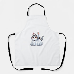Delantal Gato con traje fantasma para Halloween
