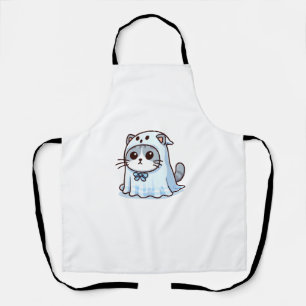 Delantal Gato con traje fantasma para Halloween