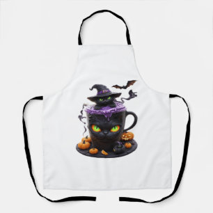 Delantal Gato de bruja Halloween Latte - Café con crepitant