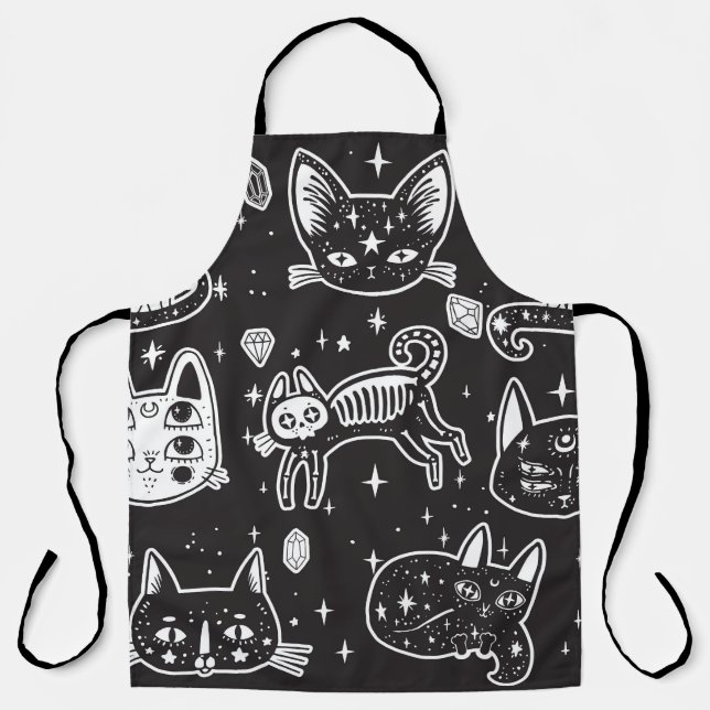 Delantal Gato de bruja: Ilustracion aislado de época (Anverso)