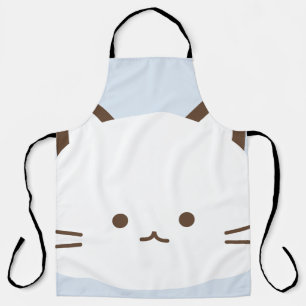 Delantal Gato de cara linda con fondo azul pastel