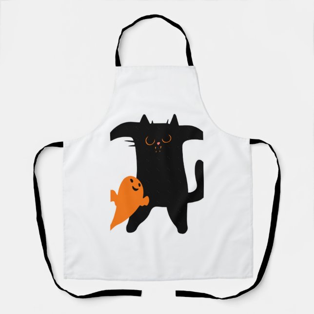 Delantal Gato de Halloween asustado (Anverso)