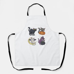 Delantal Gato de Halloween Felino Espeluznante y Elegante