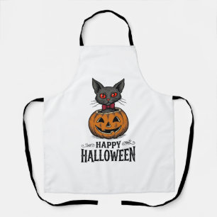 Delantal Gato de Halloween Lindo Calabaza Vintage Espeluzna