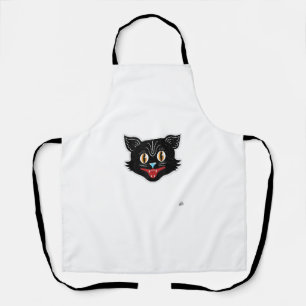 Delantal Gato de Halloween negro vintage