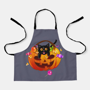 Delantal Gato de la fiesta de Halloween con trucos o tratam