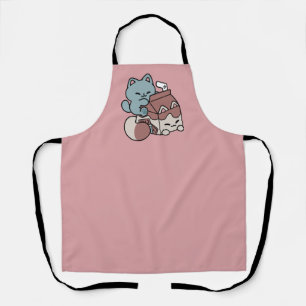 Delantal Gato de Leche Chocolate Kawaii – Bebida Acogedora