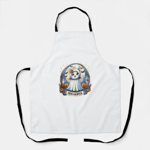 Delantal Gato de Meow-lolween en traje fantasma Halloween A