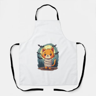 Delantal Gato de Momia Espeluznante de Halloween y Calabaza